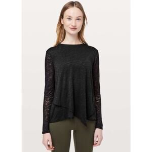 Lululemon Sweetest Day Long Sleeve Womens Size 4 Burnout Shirt Black